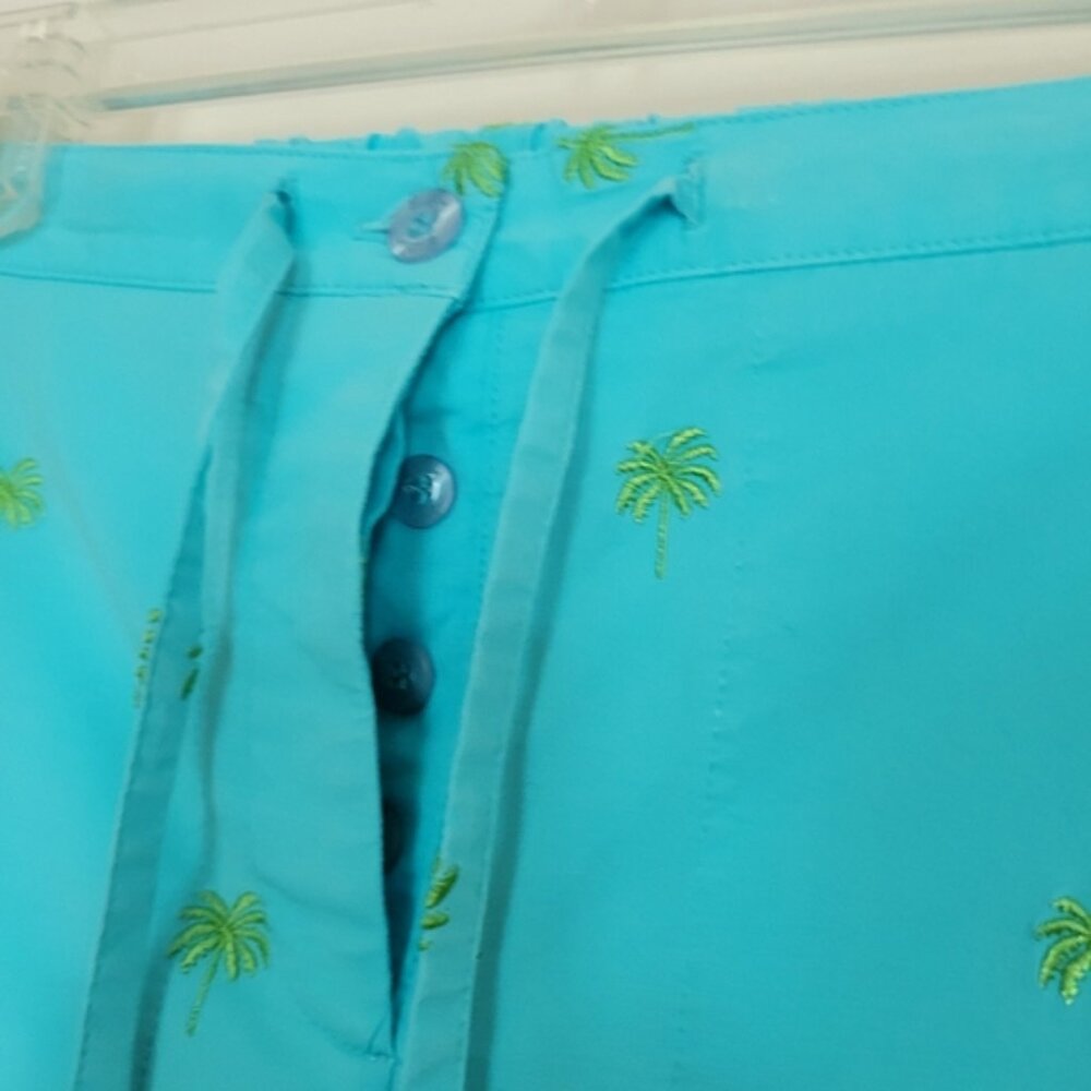 Lilly Pulitzer Turquoise Embroidered Wide Leg Pants Size 4 - Picture 5 of 7
